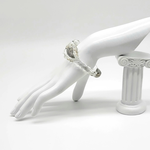 Alexis Bittar Diamond Swarovski Crystal Winter Paisley Lucite Rope Bracelet - Picture 7 of 17